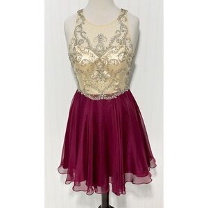 Alyce Women's Sleeveless Rhinestone Embellishments Fit & Flare Mini Dress Size 8